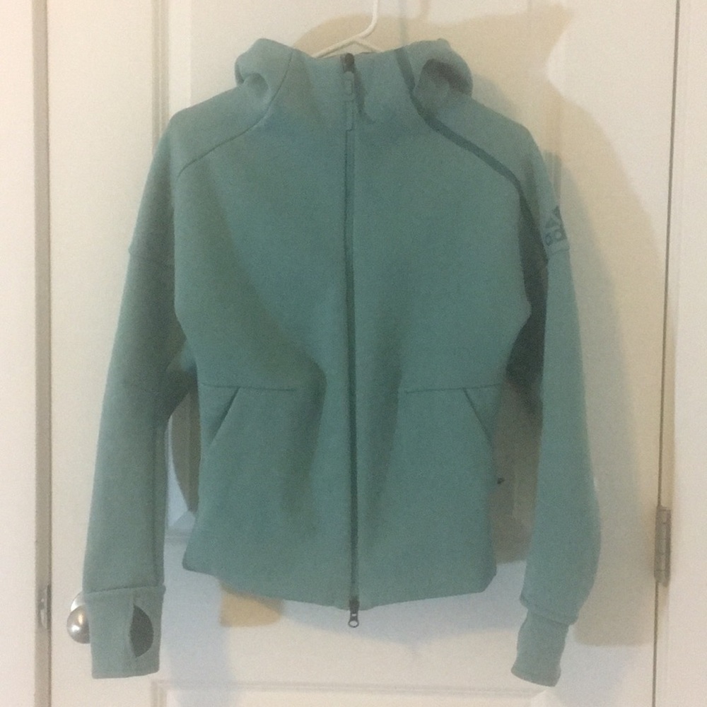 Jade green adidas zip up hoodie